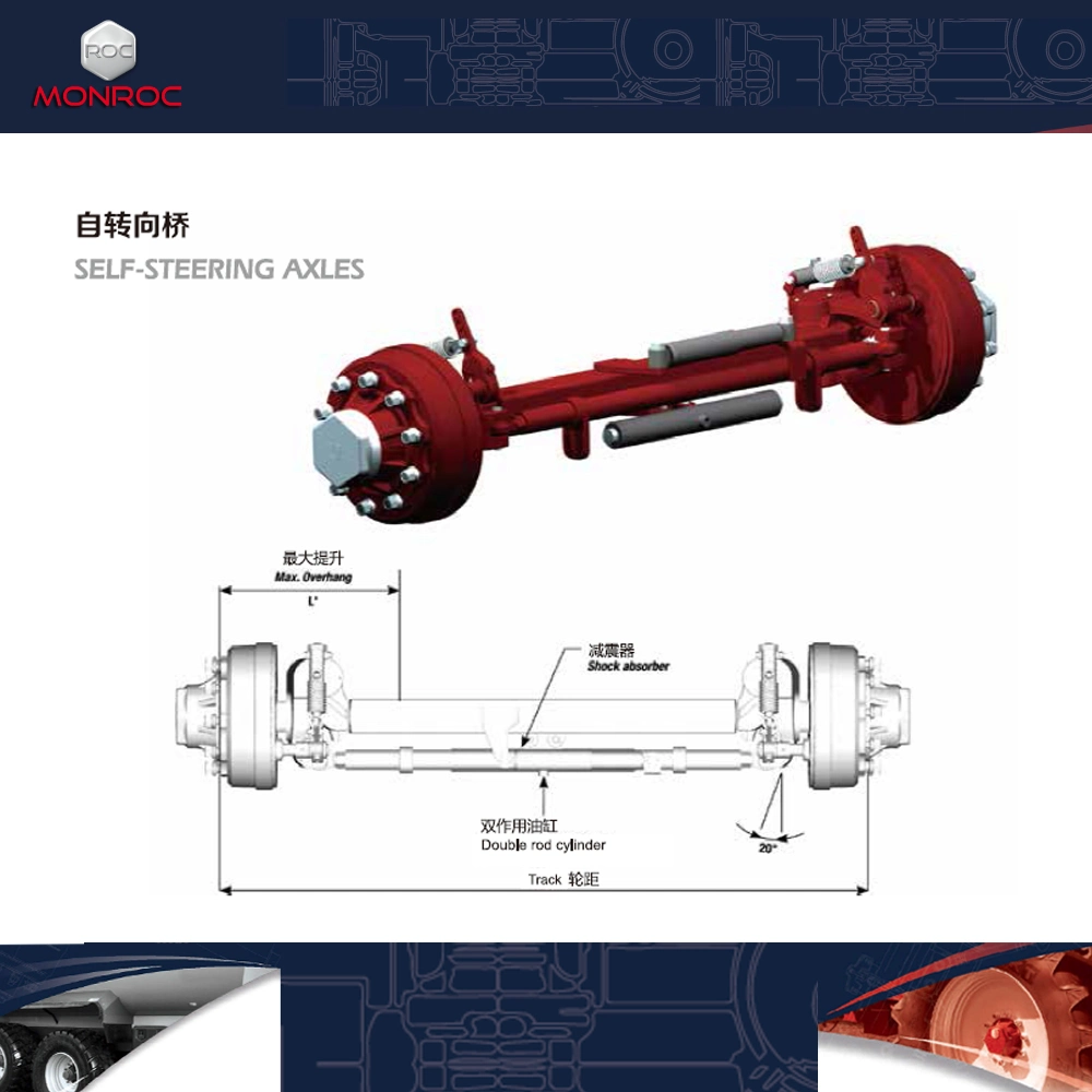 Roc Trailer Steering Axle Agricultural Trailer Axle and Wheels 13tons