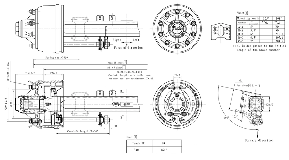 German/American Type Mechanical Semi Truck Trailer Spare Parts Axles and Axles Parts