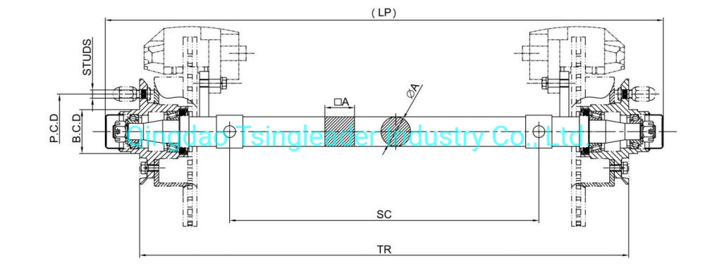 2 Tons / 4400 Lbs Trailer Round or Square Tubular Axle with Hydraulic Brake Disc Rotor