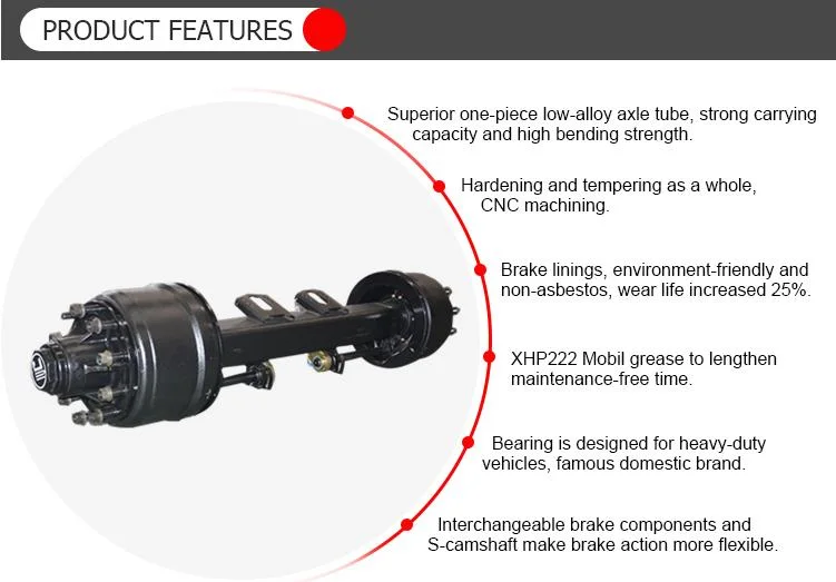 German Type 16t Assemble Truck Rear Steer Axles for Trailer 25 Ton American Type Axle Rear Steer Axle