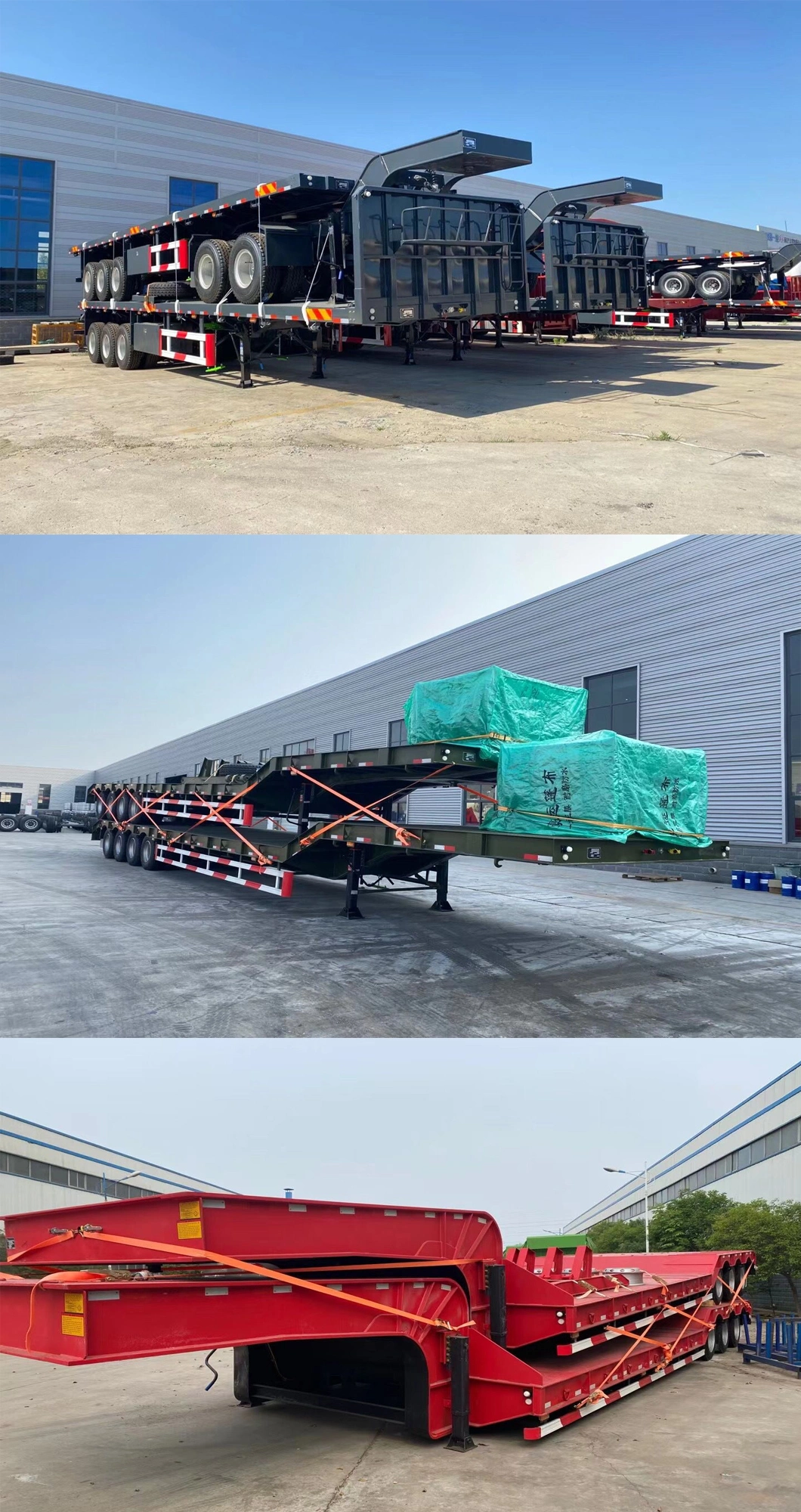 3 Axle 4 Axle 60ton 80ton 100ton Hydraulic with Mechanical Suspension Lowboy Loader Trucks Semi Trailer